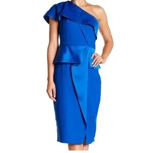 Ted Baker Pana One-Shoulder Peplum Sheath Dress Blue